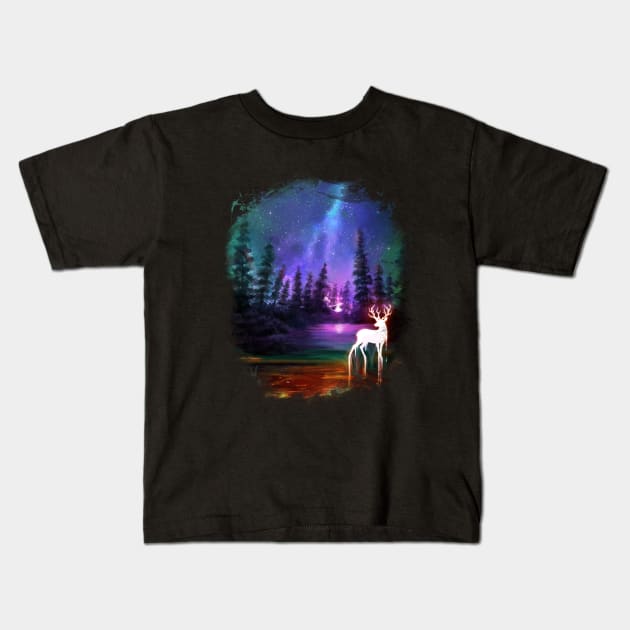 Deer in wood Kids T-Shirt by KucingKecil
